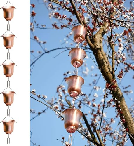 UKLULUAMZ Catena raccogli pioggia in rame per scarico trincea/raccogli pioggia, sostituisce grondaia e devia l'acqua dalla grondaia (stile 2.260 cm)