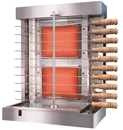 Homira Vertical Shawarma Machine - 2 Burner Rotisserie Grill, Doner Kebab and Tacos Al Pastor Machine with 10 Kebab Skewers