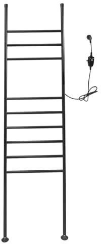 Portasciugamani elettrico da pavimento, scaldasalviette elettrico, temperatura regolabile con indicatore LED, IPX4, colore nero, per bagno, balcone, WC