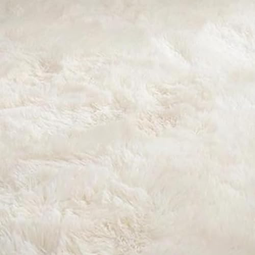 AIMECO Hochflor rund Teppich Wohnzimmer Carpet Anti-Rutsch Extra Große Teppiche Schlafzimmer flauschig Teppiche Matte Teppichen Mädchen Schlafzimmer und Kinderzimmer.rund 120cm Weiß (Beige)