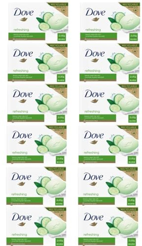 Dove Beauty Cream Bar Seife, robust, verschiedene Düfte, 2 x 90 g (12 Einheiten, Gurke und grüner Tee)