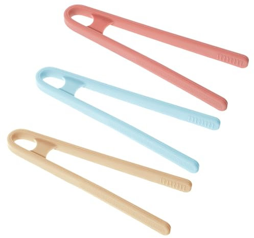 3 Pcs Mini Tongs, 5.51in/14cm Silicone Tongs for Cooking with 3 Colors Silicone Toaster Tong for Appetizers Popcorn Candy Ice Cube Fruits Sugar Salad Snacks