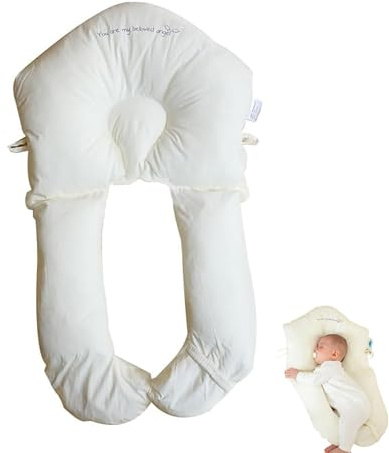 E-ALLDIR Baby Kopfkissen Gegen Plattkopf, Seitenstützkissen Für Babys, Ganzkörper-Stützkissen U-Form Hug Kissen Für Kopf, Verstellbare Kopfstütze Für Kopf, Nacken, Beine Und Den Ganzen Körper Weiß
