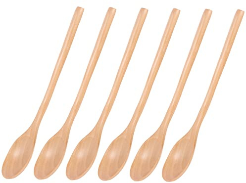 OUNONA 6piezas Cucharas De Sopa De Madera Natural Prácticas Para Postres Cucharas Pequeñas Para Cocina