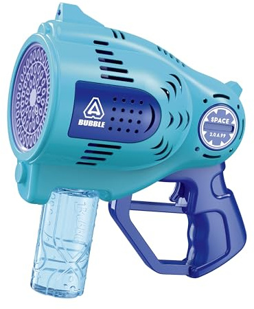 Funtime Gifts Giant Bubble Gun – 57-Hole LED Light-Up Bubble Blower | USB Rechargeable with Bubble Liquid Included | Outdoor Fun for Kids & Parties