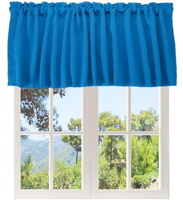 sourcing map Fenstervolant, 132 x 45,7 cm, Querbehang, klein, kurz, lichtfilternd, durchscheinend, für Fenster, Schlafzimmer, Badezimmer, Wohnzimmer, Küche, Blau