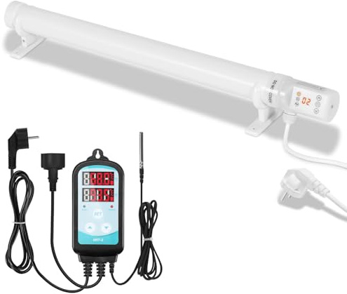Jaxguom Gewächshausheizung, 120W Gewächshausheizung mit Thermostat Timer, Zeitplan und Zyklusfunktion, 64cm Gewächshaus Heizung für Pflanzen Gartenhaus Gewächshäuser