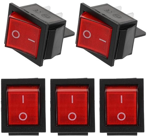 ORFOFE 5 pièces Interrupteur à Bascule Étanche Rouge Bouton Marche Arrêt à Haute Puissance pour Bateau Voiture Camping et Appareils Ménagers Installation Facile Design Robuste et