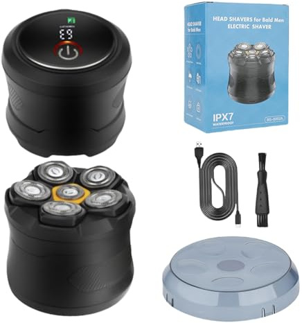 Rasoir Vardelicq - Crâne et corps，Rasoir Électrique Homme – Tondeuse Étanche 2 en 1 pour Crâne et Barbe Rechargeable USB-C avec Écran LED