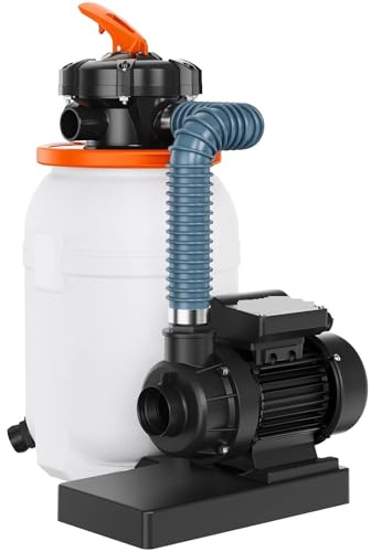 VXDEFP Sand Filter Pump For Above Ground Pools 10inch/12inch 1585 GPH Swimming Pool Pumps System & Filters Combo Set For Pool Use Pond, swimming pool, paddling pool(10inch 0.33HP)