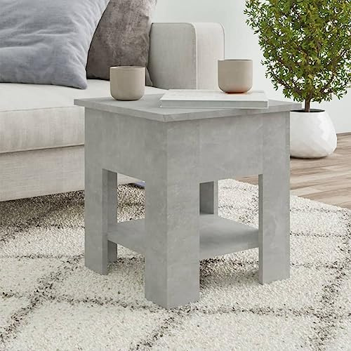 Mandloder Couchtisch Betongrau 40x40x42 cm, Moderner Holzwerkstoff Beistelltisch, Wohnzimmertisch mit Ablage für Bücher und Dekoration, Praktischer Kaffeetisch für Wohnzimmer