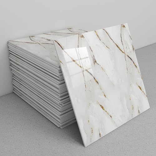 Panneaux muraux en PVC imitation marbre 30x30cm, lot de 30 carreaux adhésifs for crédence, carrelage mural autocollant for cuisine, salle de bain, buanderie, cheminée(B2)