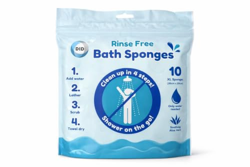 Spugne da bagno usa e getta senza risciacquo, spugna per doccia senza risciacquo, per campeggio, viaggi, cura degli anziani, pulizia dell'igiene ospedaliera (confezione da 3 x 10)