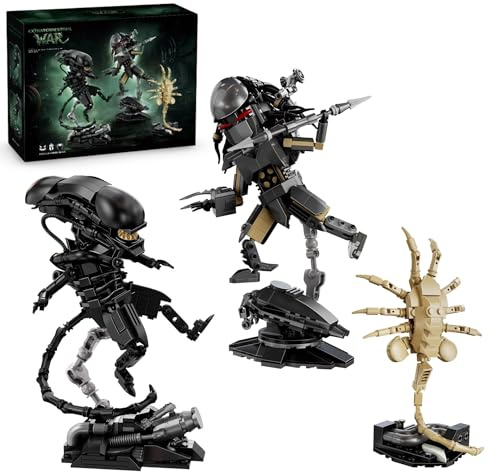JVAVNE Xenomorph Bausteine Spielzeug, 936 Teile Xenomorph Predator Facehugger Klemmbausteine, Alien Mech Action Figur Bausatz Modell, Geschenk für Fans und Erwachsene