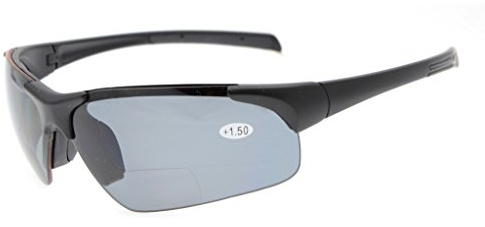 Eyekepper TR90 Unzerbrechliche Sport-halb-randlose bifokale Sonnenbrillen Baseball-laufender Fischen-fahrender Golf-Softball-wandernder mattes schwarzes Feld-graues Objektiv +2.0