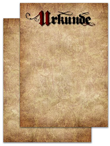 codiarts. 20 Stück Vintage Urkundenpapier bedruckbar blanko DIN A4 Pergament Design - Urkunden,- und Briefpapier für Laser- und Tinten-Drucker stabiles 190g/m² Papier für professionelle Urkunden