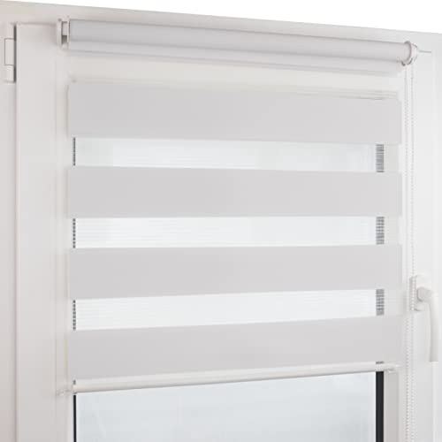 Deco4Me Doppelrollo Klemmfix ohne Bohren (40 x 200 cm, Weiß) - Duo Rollo lichtdurchlässig - blickdichte Rollos für Fenster ohne Bohren - Klemmrollo, Fensterrollo, Innenrollo (Stoffbreite 36 cm)
