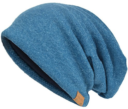 Hombre Algodón Gorros de Punto Slouch Cráneo Invierno Verano Sombreros (Azul)