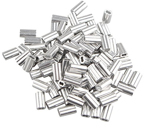 Futheda 100 clip in alluminio per manicotti, con doppia ghiera e fori per cavo da 1,2 mm, colore: Argento