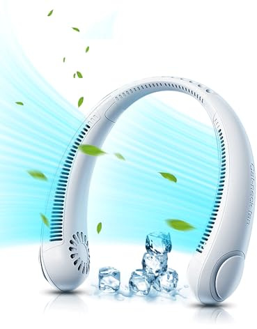 Ventilateur de cou portable, ventilateur sans lame mains libres rechargeable 3000 mAh, ventilateur personnel portable pour hommes femmes bureau à domicile voyage en plein air