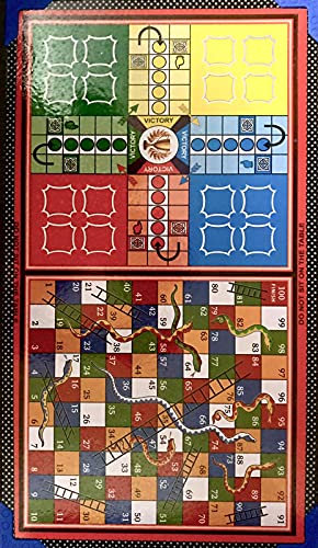Vapewaves Ludo and Snake and Ladder Deluxe Board Game - Table Style 52 x 30 cm, Family, Luck and Chance, 3+ Players, Age 8+