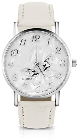 Joyzan Reloj de Vestir, Correa Cuero PU Moda Diseño Mariposa Simple La Manera Hebilla Ajustable Visualización Números Arábigos para Mujeres Novias Esposas Niñas Madres Amigas Informales Uso Diario