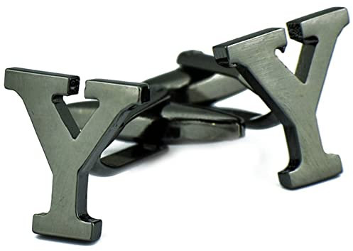 Stfery Manschettenknöpfe Buchstaben Schwarz, Manschettenknöpfe Gravur Herren Kupfer Cufflinks Buchstabe Y Schmuck Geschenk