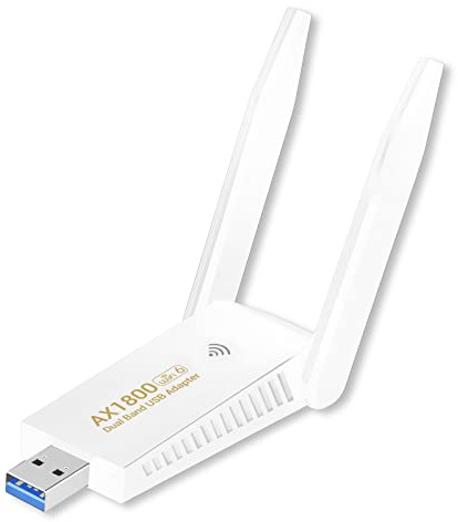 Adaptateur sans fil USB WiFi 6 pour PC – Adaptateur Wi-Fi USB 3.0 1800 Mbps pour ordinateur de bureau avec adaptateur Wi-Fi double bande USB 5 GHz/2,4 GHz pour PC compatible Windows 7/10/11,