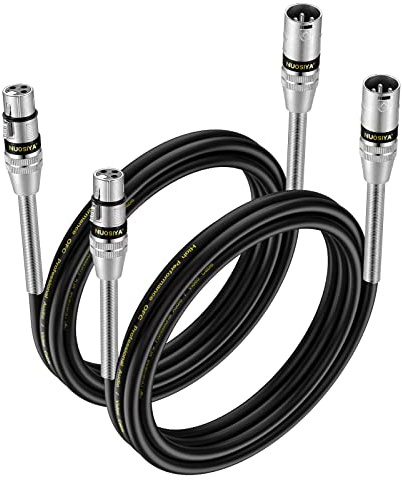 NUOSIYA XLR Kabel 2m 2Pack Symmetrisches Mikrofonkabel, Metallfeder SR Design XLR-Stecker auf Buchse, Verlängerungskabel für Studio-Recorder, Mikrofon, Mixer, Lautsprechersystem, Phantomspeisung
