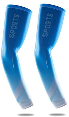 AUXDIQ Maniche a Braccio Uomo Donna Manicotto Braccio UV Protezione Manicotti di Ghiaccio Compressione Braccio per Ciclismo Pesca Basket Corsa all'Aperto Bianco