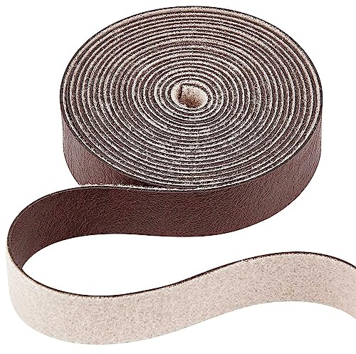 GORGECRAFT Cordoncino In Pelle di Bufalo A Grana Sintetica Marrone Scuro Largo 12.5 mm 2 m Rotolo di Pelle su Un Solo Lato Cordino In Pelle Sintetica Opaca per Collane Bracciale Gioielli Perline Lacci
