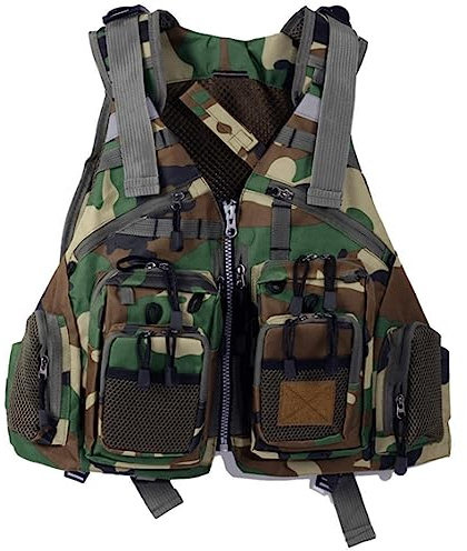 Gilet de sauvetage de pêche pour adultes, gilet de sauvetage multifonction pour kayak pour adultes, gilet de sauvetage pour kayak, surf, bateau à pagaie, camouflage