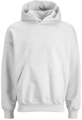 JACK & JONES JORVIBE Spongy Sweat Hood, Vit melange, M