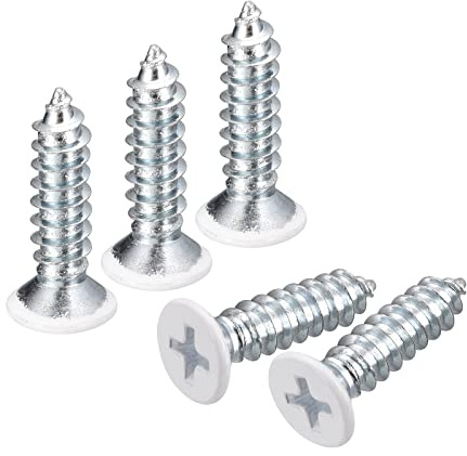 QUARKZMAN ST5x20mm Blanc Vis Autotaraudeuse, 50pcs Plat Tête Phillips Bois Vis pour Travail Bois