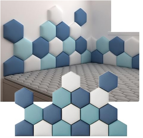 Anti-collisione 3D Imbottitura Della Parete Per Bambini, Staccare E Attaccare Tessuto Panno Tecnico Sicurezza Morbido Adesivi Murali, Casa Decorazione Di Sfondo Imbottito Pannelli Murali ( Color : Blu