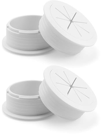 HERKINDNESS Schreibtisch Kabeldurchführung, 4 Stück Kabel Durchführungen, Weiß Kabeldurchlass Schreibtisch, Verdickte Version, für Computertischen, Wohnungen und Büros Verwendet