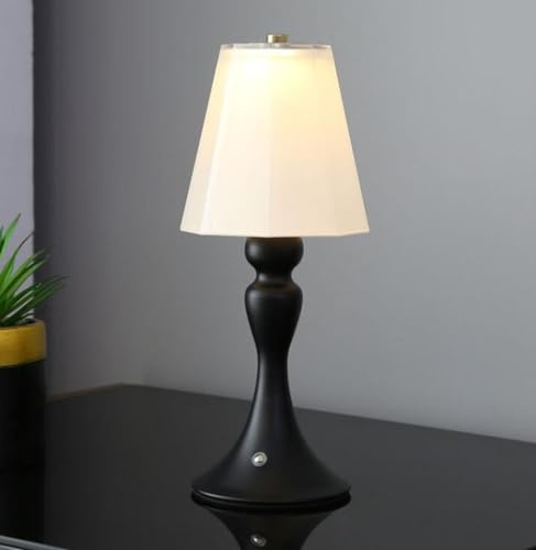 THisga LED Lampada da tavolo Vintage Ricaricabile luce notturna 3 modalità di colore e dimmerabile Lampada senza fili A sfioramento Lampada da comodino camera da letto, ristorante,Nero
