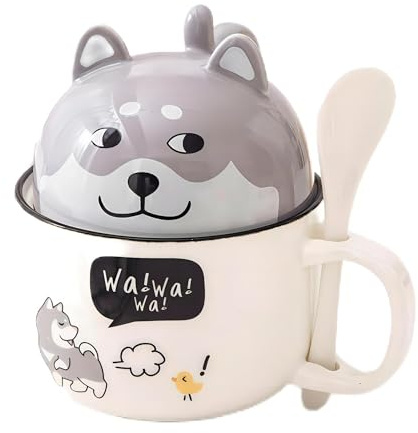 MBSM Kreative Tasse, Husky, Cartoon-Tier, Keramik, Kaffeetasse, Katze, Paar, Keramiktasse, Heimdekoration, Glas, Frühstück, Milchtasse mit Deckel, Geschenke für Frauen, Freunde