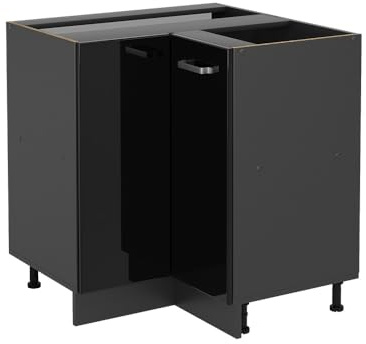 Vicco mobile ad angolo cucina R-line, Nero lucido/Antracite, 75.6 cm senza piano di lavoro