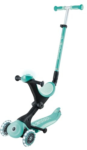 GLOBBER GO-UP Deluxe Lights – 3 in 1 Aufsitzrad, Laufrad und Scooter, verstellbar, LED-Leuchtrollen, Leuchtmodul