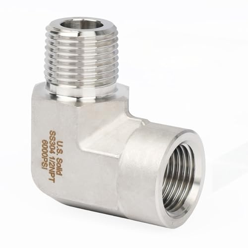 U.S. Solid 304 Stainless Steel High Pressure 6000 Psi 90 Degree Barstock Street Elbow (Male*Female)