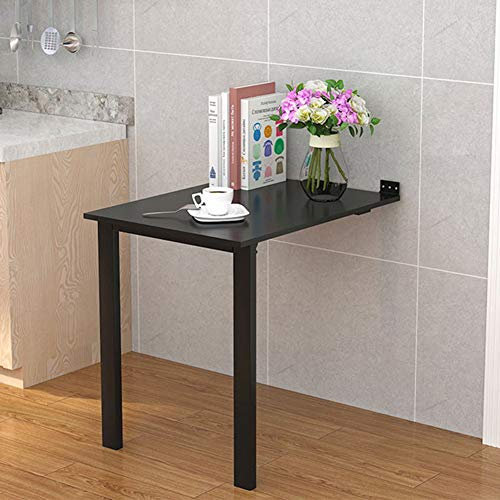 Weißer, An Der Wand Montierter, Klappbarer Schwebetisch Mit Dekorativem Rahmen, An Der Wand Montierter Drop-Leaf-Tisch/Platzsparender Hängetisch, Für Küche Und Esstisch, Werkbank (Schwarz, 80 X 60 C