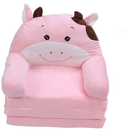 QANYEGN Faltbares Kindersofa, Kinder-Klappsofa, Bequemes Kinder- Und Kind-Stuhlsofa Für Jungen- Und Mädchenschlafzimmer, Rosa Kuh(Three Layers)