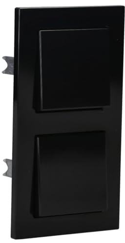 JUNG Serie A 2x Wechselschalter Set Schwarz 2-fach | mit 2x 506U Wippschalter Universal, 2x A590SW Wippen, A5582BFSW Rahmen 2-fach