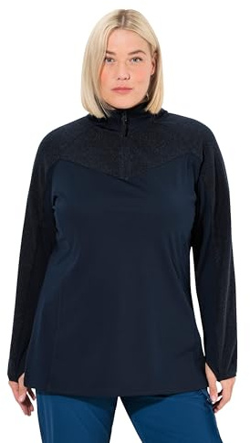 Ulla Popken Womenswear Plus Size Curvy Teddy Fleece Troyer Collar Sweatshirt Marine 42+ 830624130-42+