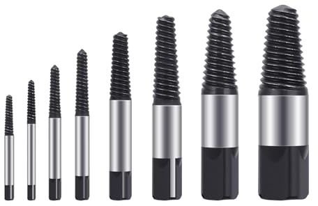 FINEASY 8 Pezzi Estrattore Viti Danneggiate, Estrattore di Viti Rotte, per Viti Spanate - Kit Professionale per Rimuovere Viti Danneggiate o Rotte, Utensili di Alta Qualità in Acciaio Resistente