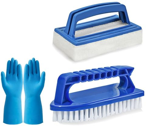Pool Schwamm Bürsten, 2 Stück Schwimmbad Bürste mit Griff, Poolbürste Poolreinigung Handschrubbe Pool Bürsten Set Algenbürste Reinigungsbürste für Spa Kleines Schwimmbad Badewannen