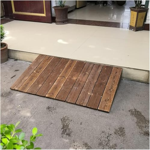 Threshold Ramp, Wooden Entry Ramps for Home, Wheelchair Ramp for Doorway/Steps/Indoor/Outdoor, Non Slip Door Threshold Ramps for Elderly/Walker/Bike/Scooter(90x70x18cm)