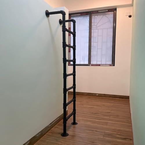 vhdurike Kellerausstiegsleitern, Feuernotleiter, platzsparende Doppelleiter, Tragkraft 150 kg, wandmontierte Metallleiter für den Dachboden,2.1m/83in/6.9ft