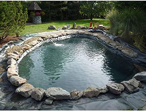 Revêtement de bassin en cuir PEHD imperméable pour jardin, fontaine, bassin surélevé avec sous-couche 6 x 6 m - Noir - 10 m x 10 m